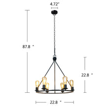 Load image into Gallery viewer, RADIANCE goods Industrial-Style Matt Black Finish 6 Light Large Pendant 22" Wide