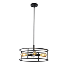 Load image into Gallery viewer, RADIANCE goods Farmhouse Matt Black 4 Light Drum Ceiling Pendant 18" Wide