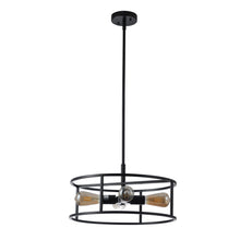 Load image into Gallery viewer, RADIANCE goods Farmhouse Matt Black 4 Light Drum Ceiling Pendant 18" Wide