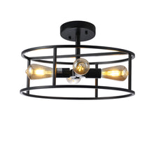 Load image into Gallery viewer, RADIANCE goods Farmhouse Matt Black 4 Light Drum Ceiling Pendant 18" Wide
