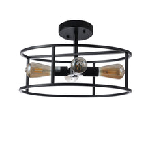 Load image into Gallery viewer, RADIANCE goods Farmhouse Matt Black 4 Light Drum Ceiling Pendant 18" Wide