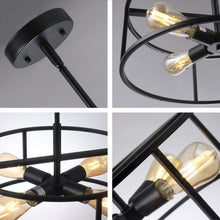 Load image into Gallery viewer, RADIANCE goods Farmhouse Matt Black 4 Light Drum Ceiling Pendant 18" Wide