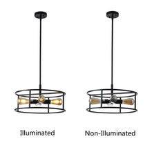 Load image into Gallery viewer, RADIANCE goods Farmhouse Matt Black 4 Light Drum Ceiling Pendant 18" Wide