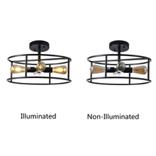 Load image into Gallery viewer, RADIANCE goods Farmhouse Matt Black 4 Light Drum Ceiling Pendant 18" Wide