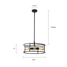 Load image into Gallery viewer, RADIANCE goods Farmhouse Matt Black 4 Light Drum Ceiling Pendant 18" Wide