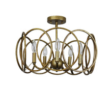 Load image into Gallery viewer, RADIANCE goods Farmhouse-Style Antique Brass 4 Light Semi-Flush Fixture 24" Wide