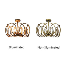 Load image into Gallery viewer, RADIANCE goods Farmhouse-Style Antique Brass 4 Light Semi-Flush Fixture 24" Wide