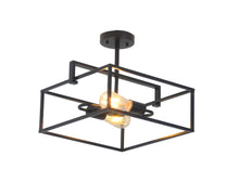 Load image into Gallery viewer, RADIANCE goods Farmhouse 2 Light Black Square Semi-Flush Ceiling Pendant 14.25" Wide
