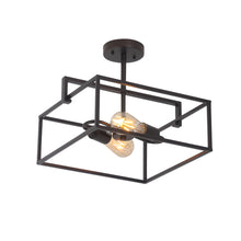 Load image into Gallery viewer, RADIANCE goods Farmhouse 2 Light Black Square Semi-Flush Ceiling Pendant 14.25" Wide