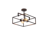 Load image into Gallery viewer, RADIANCE goods Farmhouse 2 Light Black Square Semi-Flush Ceiling Pendant 14.25" Wide