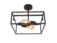 Load image into Gallery viewer, RADIANCE goods Farmhouse 2 Light Black Square Semi-Flush Ceiling Pendant 14.25" Wide