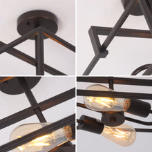 Load image into Gallery viewer, RADIANCE goods Farmhouse 2 Light Black Square Semi-Flush Ceiling Pendant 14.25" Wide