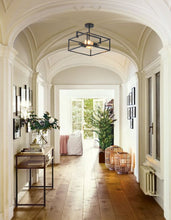 Load image into Gallery viewer, RADIANCE goods Farmhouse 2 Light Black Square Semi-Flush Ceiling Pendant 14.25" Wide