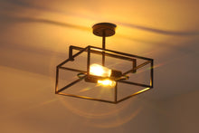 Load image into Gallery viewer, RADIANCE goods Farmhouse 2 Light Black Square Semi-Flush Ceiling Pendant 14.25" Wide