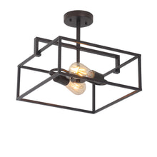 Load image into Gallery viewer, RADIANCE goods Farmhouse 2 Light Oil Rubbed Bronze Square Semi-Flush Ceiling Pendant 14" Wide
