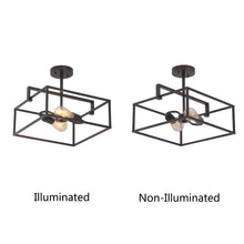 Load image into Gallery viewer, RADIANCE goods Farmhouse 2 Light Oil Rubbed Bronze Square Semi-Flush Ceiling Pendant 14" Wide