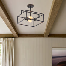 Load image into Gallery viewer, RADIANCE goods Farmhouse 2 Light Oil Rubbed Bronze Square Semi-Flush Ceiling Pendant 14" Wide