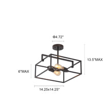 Load image into Gallery viewer, RADIANCE goods Farmhouse 2 Light Oil Rubbed Bronze Square Semi-Flush Ceiling Pendant 14" Wide