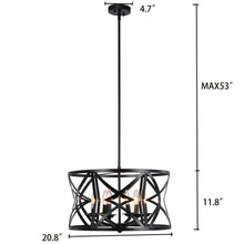 Load image into Gallery viewer, RADIANCE goods Farmhouse 5 Light Matt Black Finish Ceiling Pendant 21" Wide