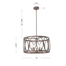 Load image into Gallery viewer, RADIANCE goods Farmhouse 5 Light Antique Wood Finish Ceiling Pendant 21" Wide