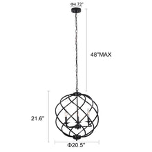 Load image into Gallery viewer, RADIANCE goods Farmhouse 3 Light Matt Black Ceiling Pendant 19" Wide