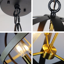 Load image into Gallery viewer, RADIANCE goods Farmhouse-Style Black/Bronze/Wood 3 Light Pendant 20" Wide