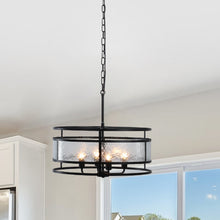 Load image into Gallery viewer, RADIANCE goods Contemporary 4 Light Matt Black Finish Ceiling Pendant 20" Wide