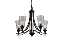 Load image into Gallery viewer, RADIANCE goods Contemporary 5 Light Matt Black Hanging Chandelier 27" Wide