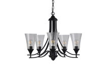 Load image into Gallery viewer, RADIANCE goods Contemporary 5 Light Matt Black Hanging Chandelier 27" Wide