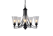 Load image into Gallery viewer, RADIANCE goods Contemporary 5 Light Matt Black Hanging Chandelier 27" Wide