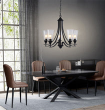 Load image into Gallery viewer, RADIANCE goods Contemporary 5 Light Matt Black Hanging Chandelier 27" Wide