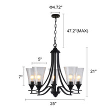 Load image into Gallery viewer, RADIANCE goods Contemporary 5 Light Matt Black Hanging Chandelier 27" Wide