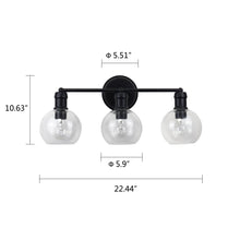 Load image into Gallery viewer, RADIANCE goods Transitional Matt Black 3 Light Vanity Bath Light 22" Wide