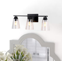 Load image into Gallery viewer, RADIANCE goods Transitional 3 Light Matt Black Vanity Bath Light 22" Wide