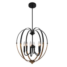 Load image into Gallery viewer, RADIANCE goods Transitional 6 Light Matt Black/Antique Brass Finish Hanging Ceiling Pendant 20" Wide