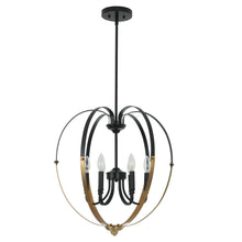 Load image into Gallery viewer, RADIANCE goods Transitional 6 Light Matt Black/Antique Brass Finish Hanging Ceiling Pendant 20" Wide