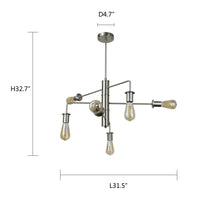 Load image into Gallery viewer, RADIANCE goods Transitional-Style Brushed Nickel 6 Light Large Pendant 23" Wide