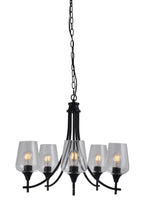 Load image into Gallery viewer, RADIANCE goods Transitional 5 Light Matt Black Up-Hanging Chandelier 21" Wide