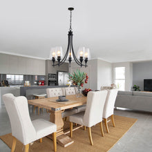 Load image into Gallery viewer, RADIANCE goods Transitional 5 Light Matt Black Up-Hanging Chandelier 21" Wide