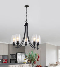 Load image into Gallery viewer, RADIANCE goods Transitional 5 Light Matt Black Up-Hanging Chandelier 21" Wide
