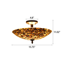 Load image into Gallery viewer, RADIANCE goods Mosaic-Style 2 Light Semi-Flush Ceiling Fixture 16" Wide