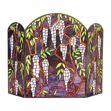 Load image into Gallery viewer, RADIANCE goods Tiffany-Style Stained Glass Grape Design Fireplace Screen 42" Wide