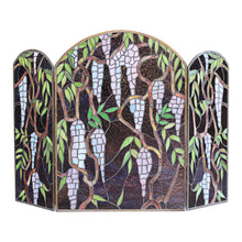 Load image into Gallery viewer, RADIANCE goods Tiffany-Style Stained Glass Grape Design Fireplace Screen 42" Wide