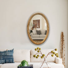 Load image into Gallery viewer, RADIANCE goods Contemporary Maple Wood Finish Oval Framed Wall Mirror 34" Height