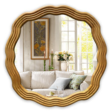 Load image into Gallery viewer, RADIANCE goods Contemporary Maple Wood Finish Round Framed Wall Mirror 33" Width