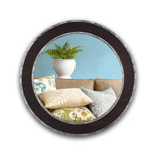 Load image into Gallery viewer, RADIANCE goods Vertical Dark Brown-Wood Finish Circle Framed Wall Mirror 30"