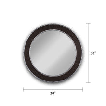 Load image into Gallery viewer, RADIANCE goods Vertical Dark Brown-Wood Finish Circle Framed Wall Mirror 30"