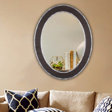 Load image into Gallery viewer, RADIANCE goods Vertical Black-Wood Finish Oval Framed Wall Mirror 35"