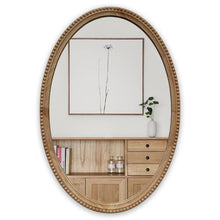 Load image into Gallery viewer, RADIANCE goods Contemporary Maple Wood Finish Oval Textured Framed Wall Mirror 32" Height