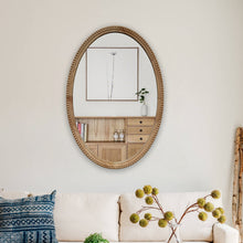 Load image into Gallery viewer, RADIANCE goods Contemporary Maple Wood Finish Oval Textured Framed Wall Mirror 32" Height